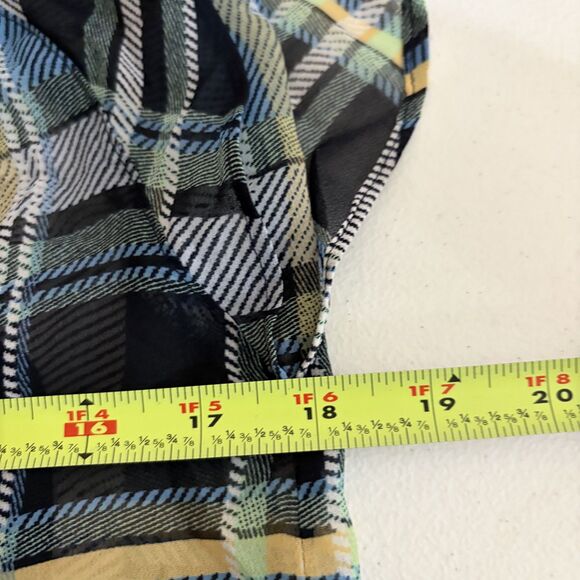 Vince Camuto Blouse Women's XS Plaid Sheer Ruffle Casual Round Neck Top - Picture 8 of 8